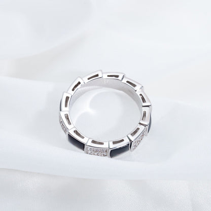 [Super]SERPENTI RING SILVER DIAMOND BLACK MOP 4MM