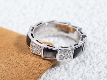 [Super]SERPENTI RING SILVER DIAMOND BLACK MOP 4MM