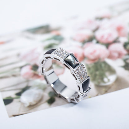 [Super]SERPENTI RING SILVER DIAMOND BLACK MOP 4MM