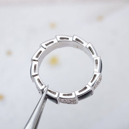 [Super]SERPENTI RING SILVER DIAMOND BLACK MOP 4MM