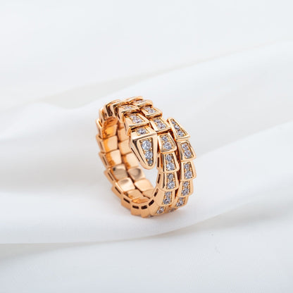 [Super]SERPENTI RING PINK GOLD DIAMOND DOUBLE ROW