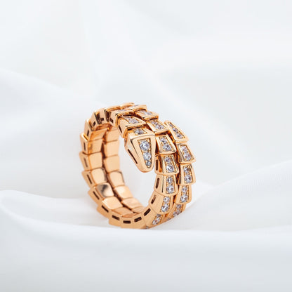 [Super]SERPENTI RING PINK GOLD DIAMOND DOUBLE ROW