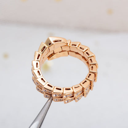 [Super]SERPENTI RING PINK GOLD DIAMOND DOUBLE ROW