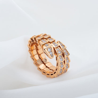 [Super]SERPENTI RING PINK GOLD DIAMOND DOUBLE ROW