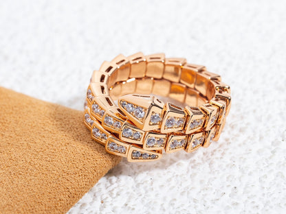 [Super]SERPENTI RING PINK GOLD DIAMOND DOUBLE ROW