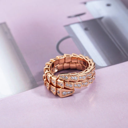 [Super]SERPENTI RING PINK GOLD DIAMOND DOUBLE ROW
