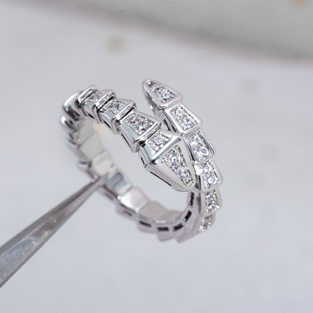 [Super]SERPENTI RING SILVER DIAMOND PAVED 4MM