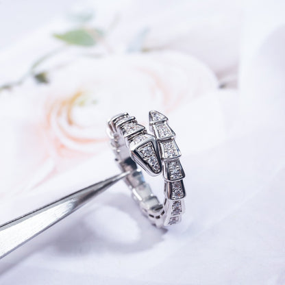 [Super]SERPENTI RING SILVER DIAMOND PAVED 4MM