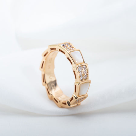 [Super]SERPENTI RING PINK GOLD MOP DIAMOND PAVED 4MM