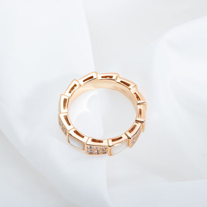 [Super]SERPENTI RING PINK GOLD MOP DIAMOND PAVED 4MM