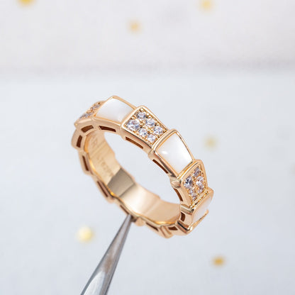 [Super]SERPENTI RING PINK GOLD MOP DIAMOND PAVED 4MM