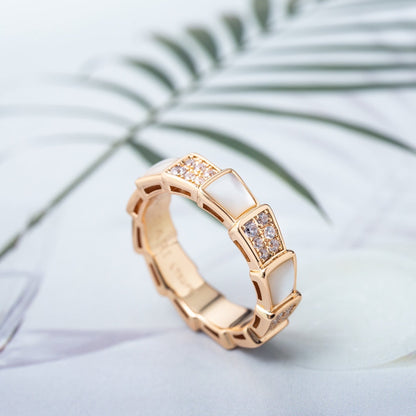 [Super]SERPENTI RING PINK GOLD MOP DIAMOND PAVED 4MM