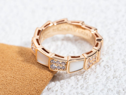[Super]SERPENTI RING PINK GOLD MOP DIAMOND PAVED 4MM