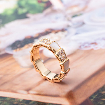[Super]SERPENTI RING PINK GOLD MOP DIAMOND PAVED 4MM