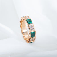 [Super]SERPENTI RING PINK GOLD MALACHITE DIAMOND PAVED 4MM