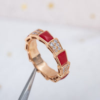 [Super]SERPENTI RING PINK GOLD CARNELIAN DIAMOND PAVED 4MM