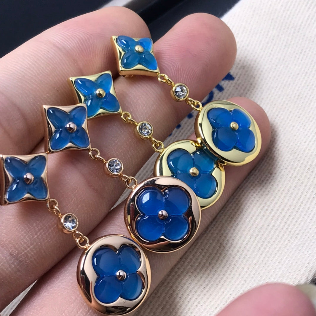 [Super Jewellery]STAR AND SUN AGATE DIAMOND EARRINGS