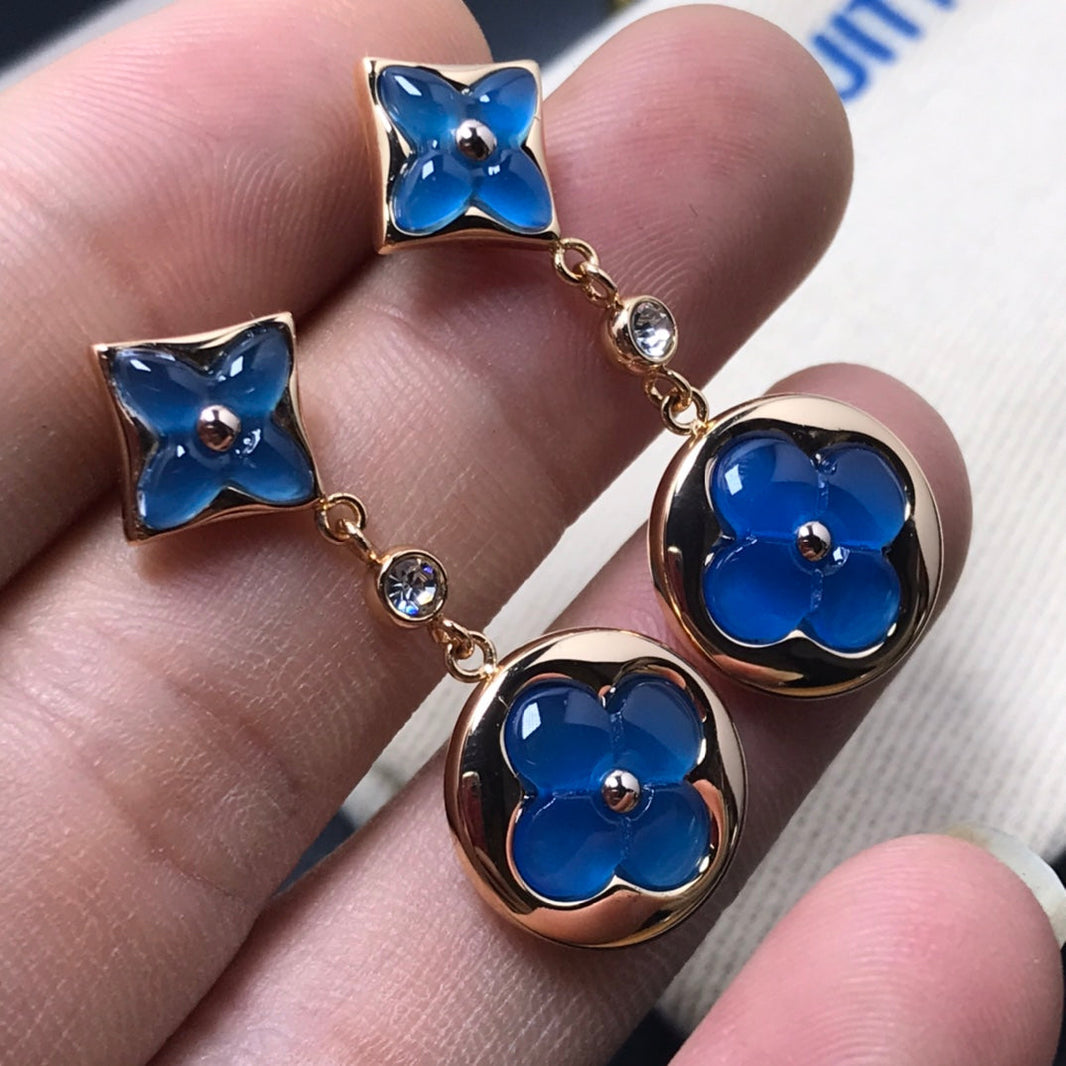 [Super Jewellery]STAR AND SUN AGATE DIAMOND EARRINGS