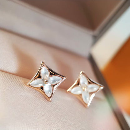 [Super Jewellery]STAR MOP PINK GOLD EARRINGS