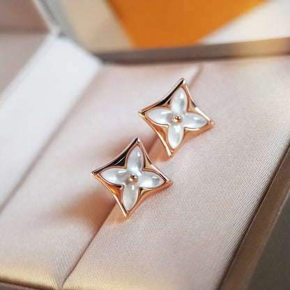 [Super Jewellery]STAR MOP PINK GOLD EARRINGS