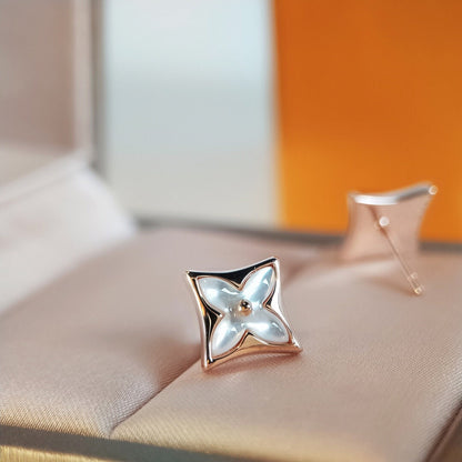[Super Jewellery]STAR MOP PINK GOLD EARRINGS