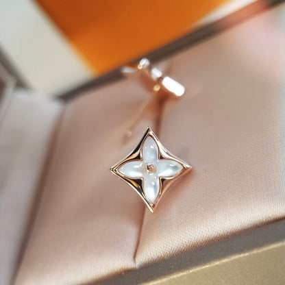 [Super Jewellery]STAR MOP PINK GOLD EARRINGS