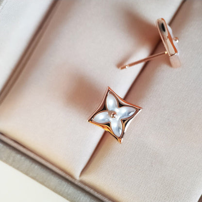 [Super Jewellery]STAR MOP PINK GOLD EARRINGS