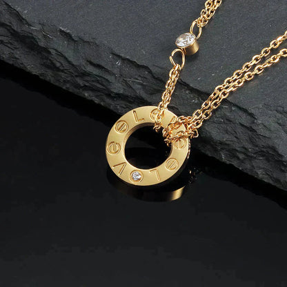 [Super Jewellery]LOVE NECKLACE 16MM 2 DIAMONDS