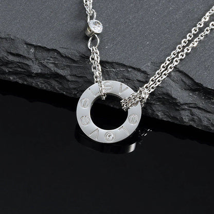 [Super Jewellery]LOVE NECKLACE 16MM 2 DIAMONDS