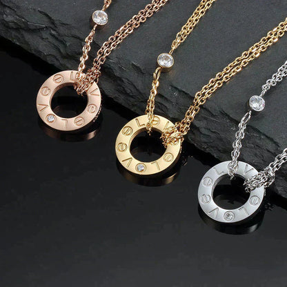 [Super Jewellery]LOVE NECKLACE 16MM 2 DIAMONDS
