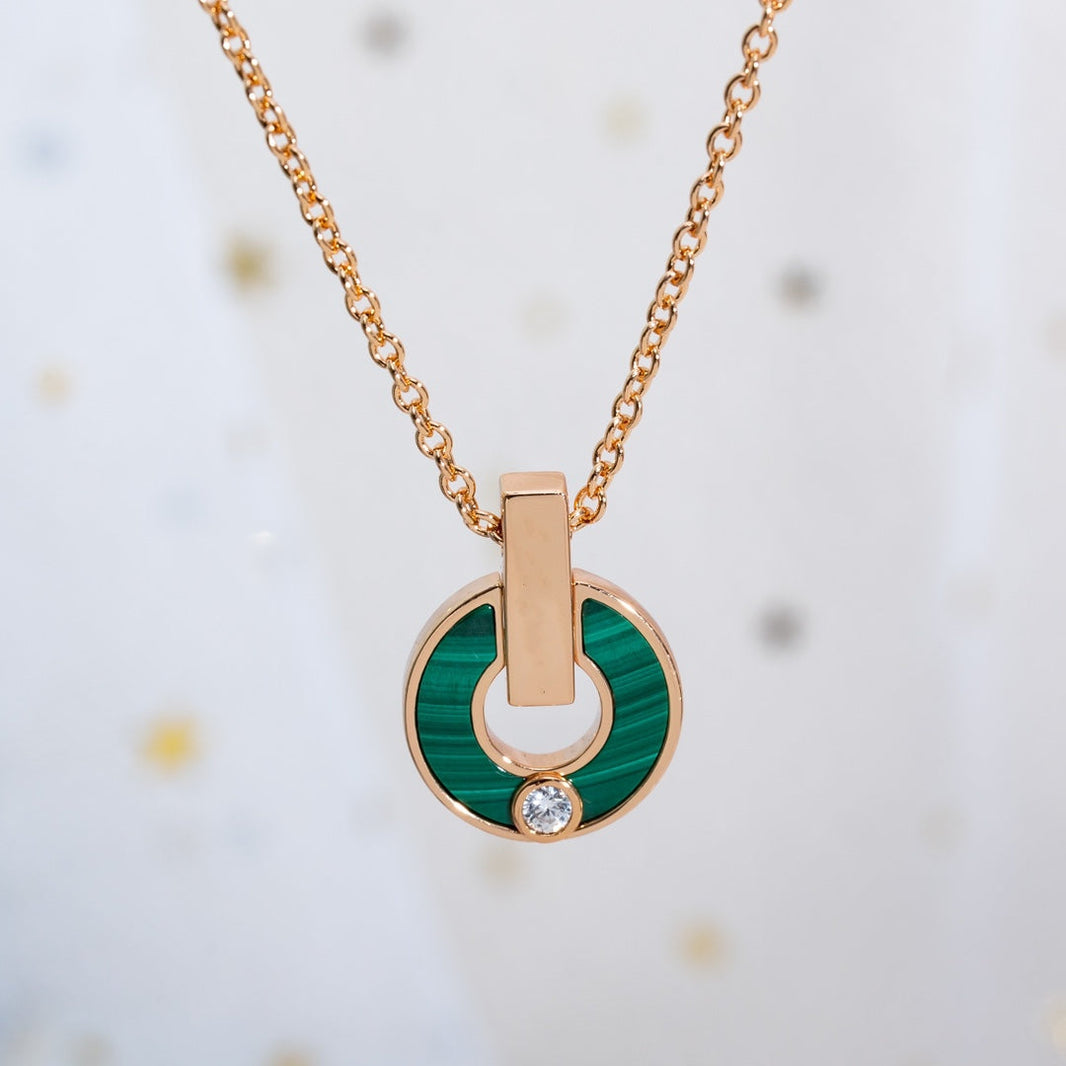 [Super]GARI NECKLACE PINK GOLD MALACHITE