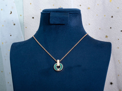 [Super]GARI NECKLACE PINK GOLD MALACHITE