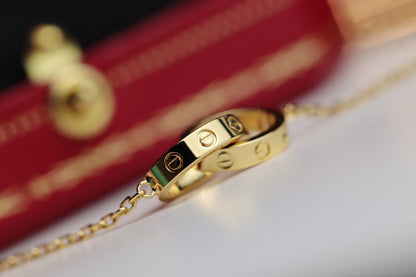 [Super Jewellery]LOVE NECKLACE DOUBLE RING GOLD
