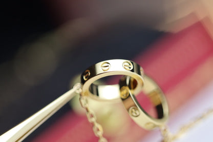 [Super Jewellery]LOVE NECKLACE DOUBLE RING GOLD