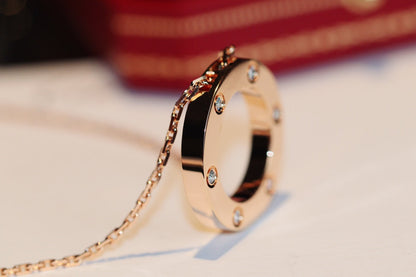[Super Jewellery]LOVE NECKLACE 16MM 6 DIAMONDS PINK GOLD