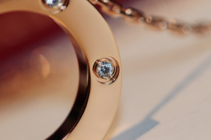 [Super Jewellery]LOVE NECKLACE 16MM 6 DIAMONDS PINK GOLD