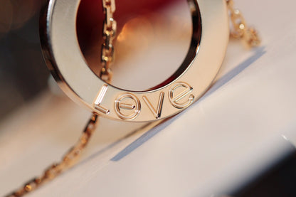 [Super Jewellery]LOVE NECKLACE 16MM 6 DIAMONDS PINK GOLD