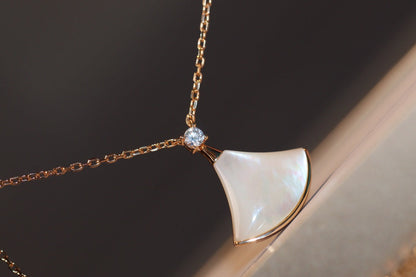 [Super]DREAM NECKLACE WHITE MOP PINK GOLD 1 DIAMOND