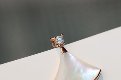[Super]DREAM NECKLACE WHITE MOP PINK GOLD 1 DIAMOND