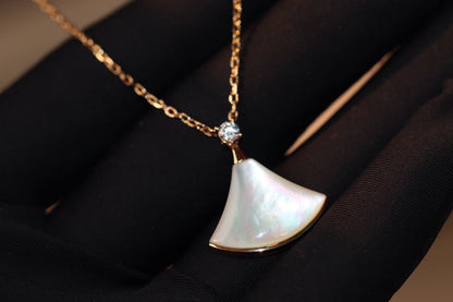 [Super]DREAM NECKLACE WHITE MOP PINK GOLD 1 DIAMOND