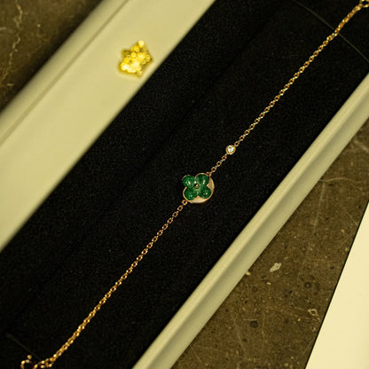 [Super Jewellery]SUN MALACHITE 1 DIAMOND PINK GOLD BRACELET