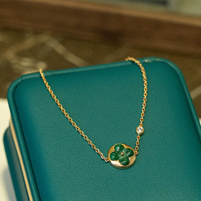 [Super Jewellery]SUN MALACHITE 1 DIAMOND PINK GOLD BRACELET