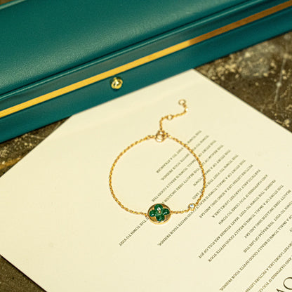[Super Jewellery]SUN MALACHITE 1 DIAMOND PINK GOLD BRACELET