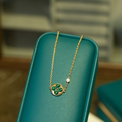 [Super Jewellery]SUN MALACHITE 1 DIAMOND PINK GOLD BRACELET