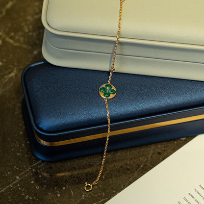 [Super Jewellery]SUN MALACHITE 1 DIAMOND PINK GOLD BRACELET