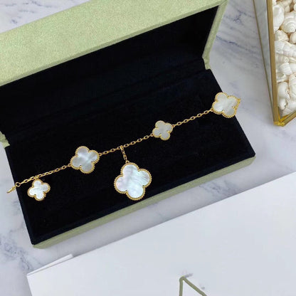 [Super Jewellery]MAGIC CLOVER MOP GOLD BRACELET 5 MOTIFS