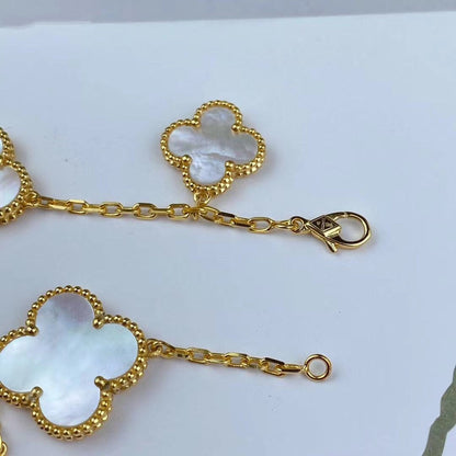 [Super Jewellery]MAGIC CLOVER MOP GOLD BRACELET 5 MOTIFS