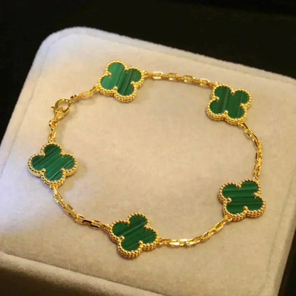 [Super Jewellery] CLOVER 5 MOTIF MALACHITE BRACELET COLLECTION