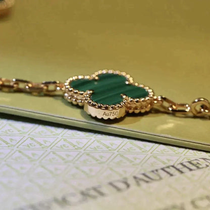 [Super Jewellery] CLOVER 5 MOTIF MALACHITE BRACELET COLLECTION