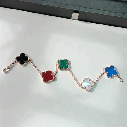 [Super Jewellery]CLOVER 5 MOTIFS MULTICOLOR BRACELET
